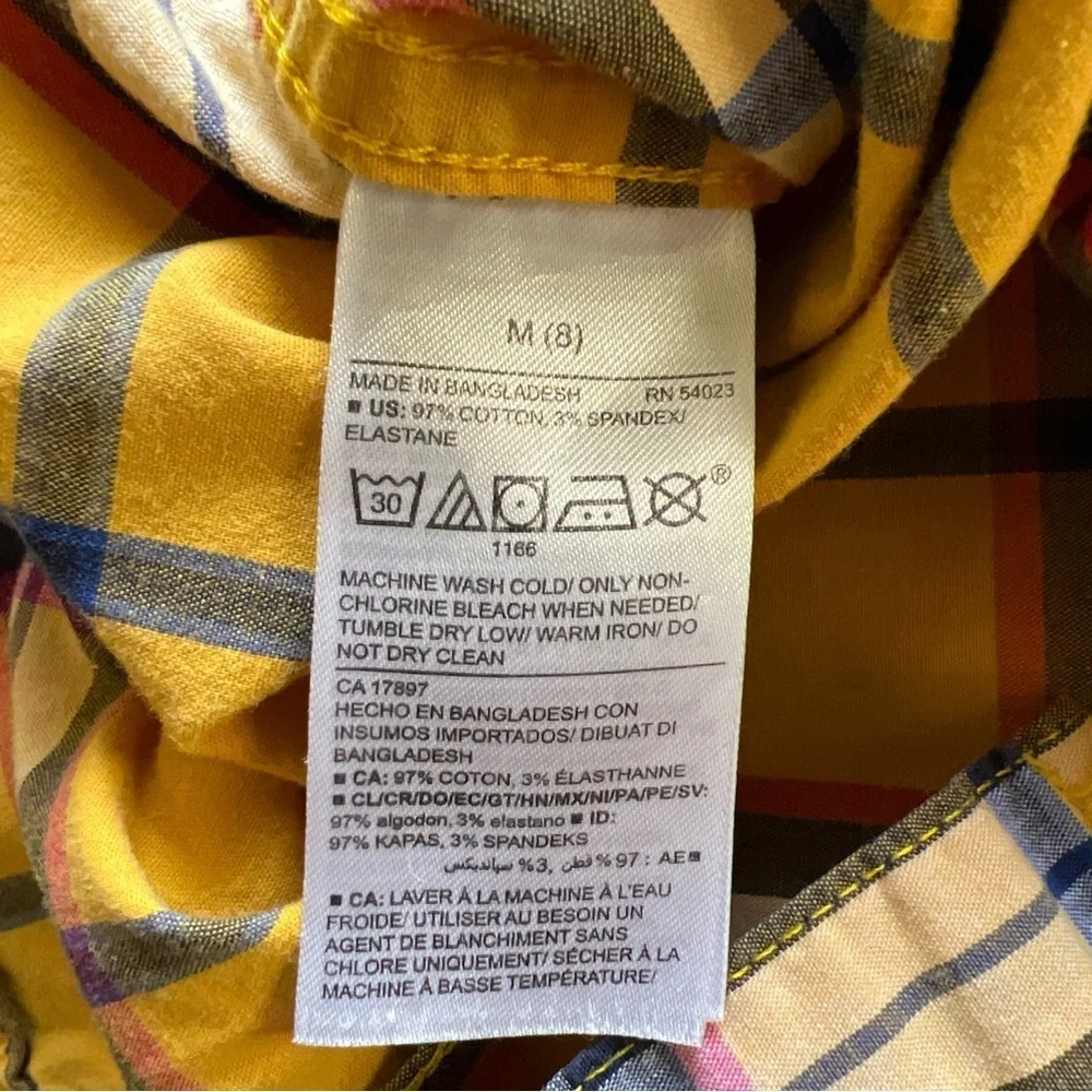 Boy’s Old Navy Yellow/blue/red Plaid Longsleeve Button Up Size M(8)